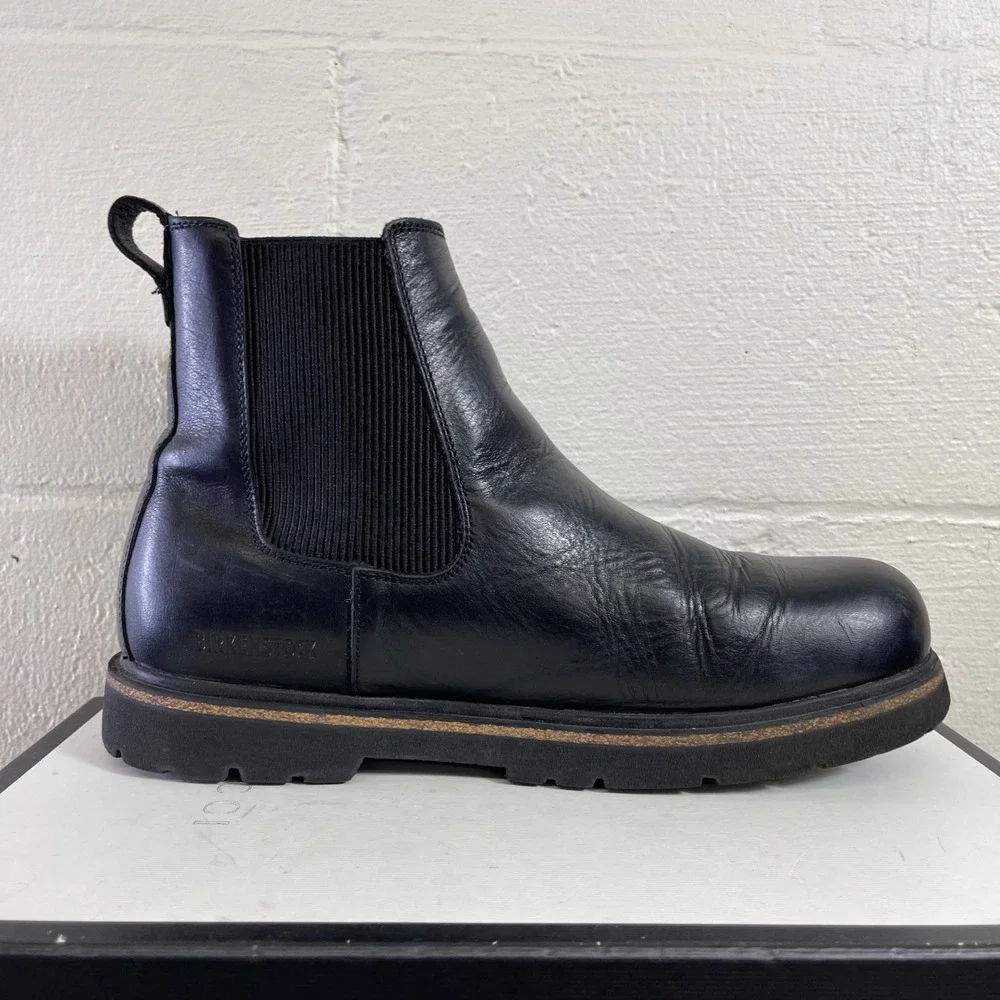 Birkenstock Highwood Chelsea Boot Black Leather Pull On Men's 44 EU/11 Narrow